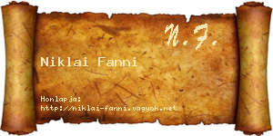 Niklai Fanni névjegykártya